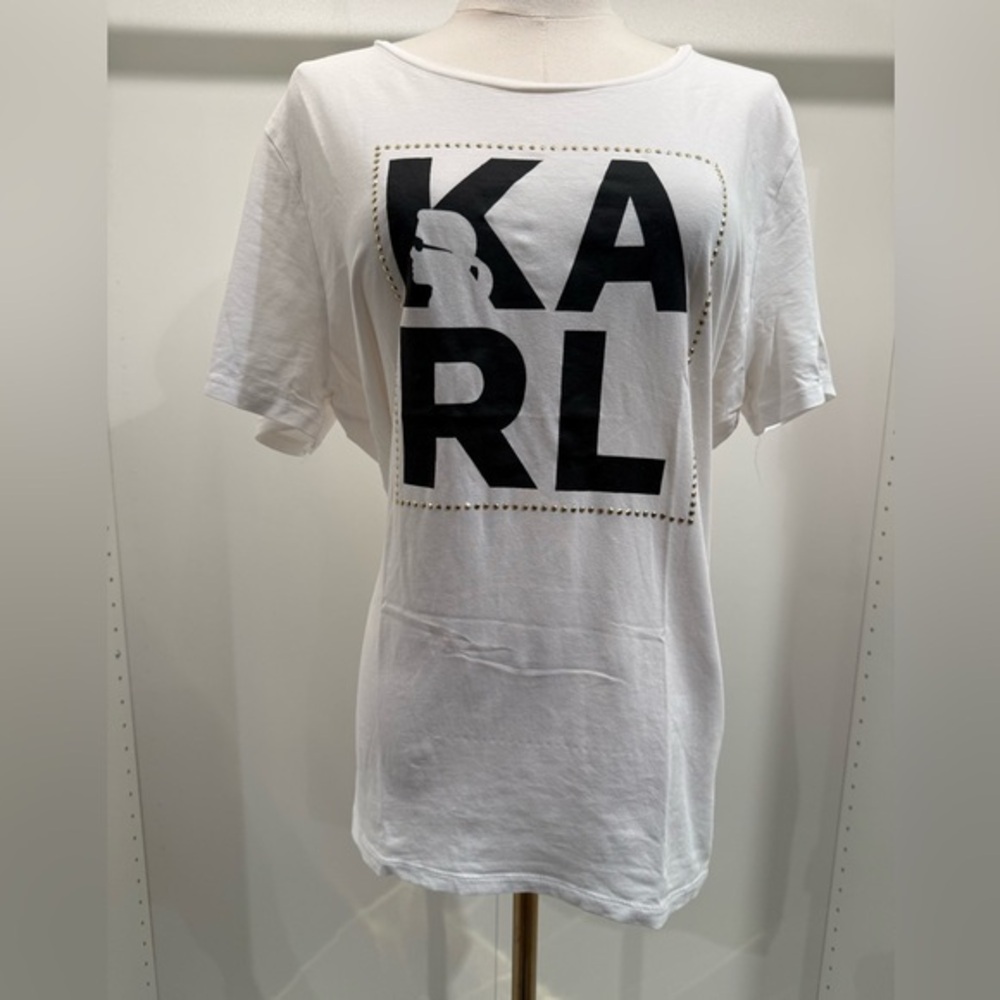 Karl Lagerfeld White and Black Short Sleeve Tee